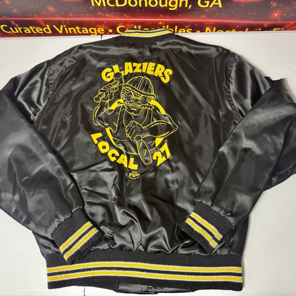Vtg West Wind Glaziers Local 27 Union Satin Jacket USA ACTWU Men’s M Chicago HTF